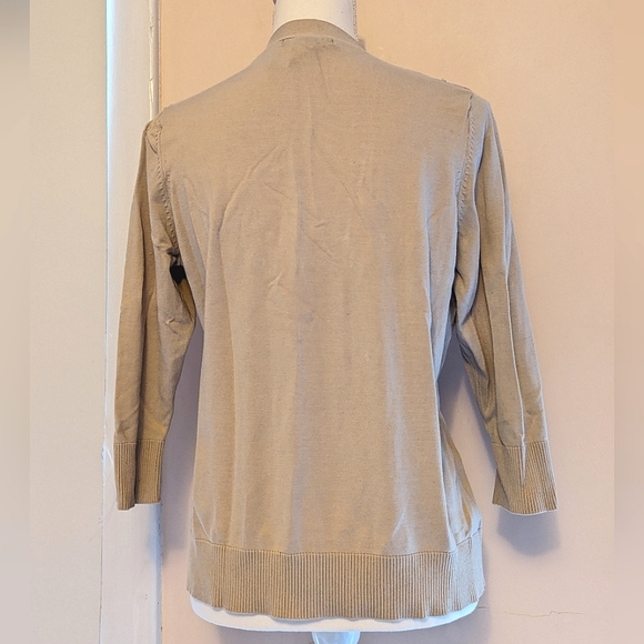 August Silk blend cardigan button down lace trim beige cream Med/large - Picture 4 of 15